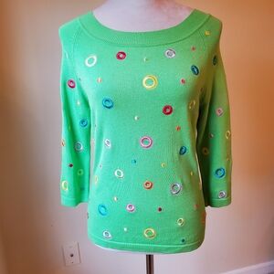 Women's sweater, Thyme brand size M, light green color, 3/4 length sleev…